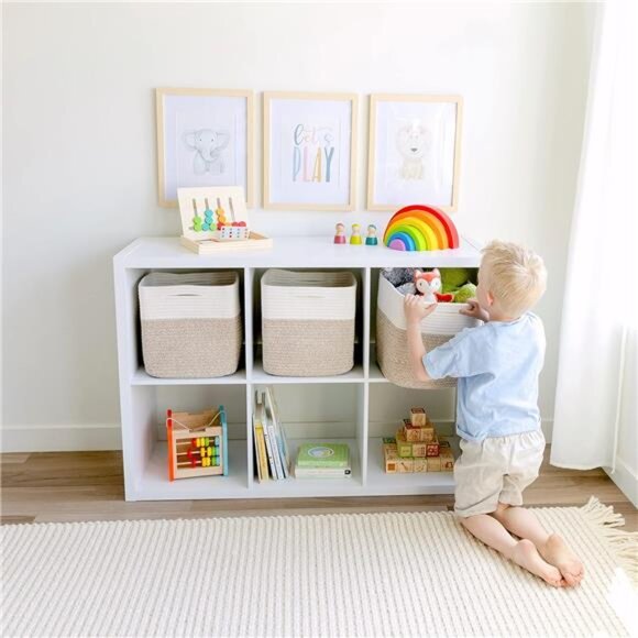 Storage Cubes 11 Inch Cotton Rope Woven Baskets for Organizing - Picture 2 of 7